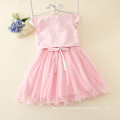 Nova moda vestido conjunto para crianças casaco e vestido modelo rosa e branco duas peças set vestido